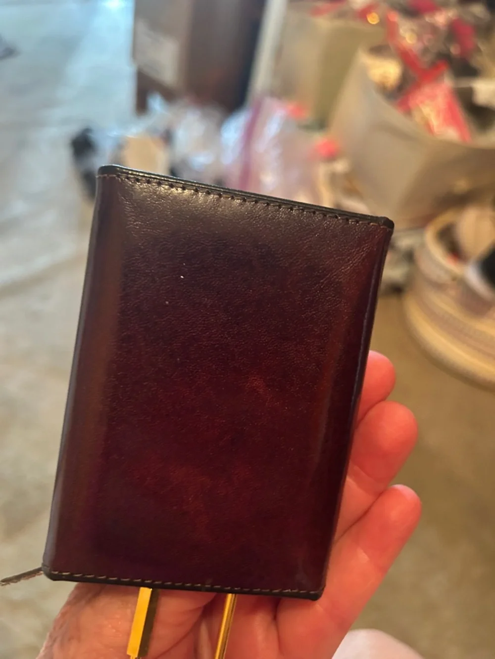 Bosca Dark Brown Leather Key & Card Holder with Gold Hardware